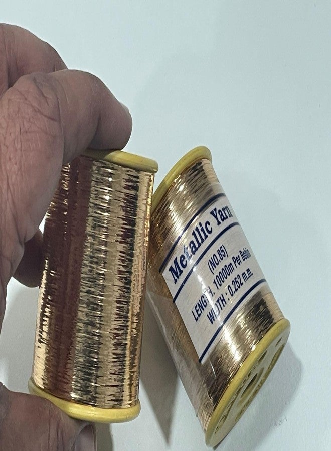 OMX, 2 Rolls (10000 Mtrs in 1 Roll), Metallic Strip Mukaish Metal Thread, 0.25mm Thick, 1 Roll Weight is 110 Gram, for Embroidery Work, Beading, Jewellery Making and Crafts (Matt Gold) - Image 3
